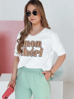 Bluzki Damskie>Dstreet Bluzka damska oversize z nadrukiem CHERINO biała RY2828