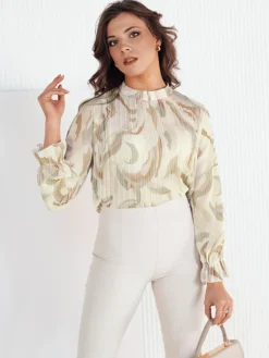 Bluzki Damskie>Dstreet Bluzka damska plisowana PALENO beżowa RY2381