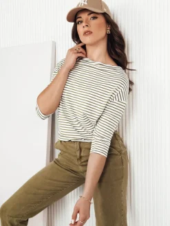 Bluzki Damskie>Dstreet Bluzka damska w paski APRICALE biała RY2480