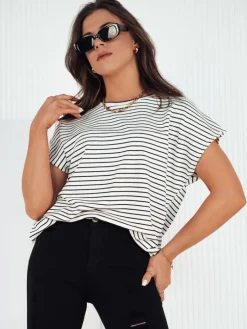 Bluzki Damskie>Dstreet Bluzka damska w paski MONLET biała RY2448