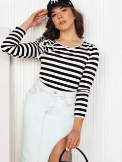Bluzki Damskie>Dstreet Bluzka damska w paski MORAS czarna RY2483