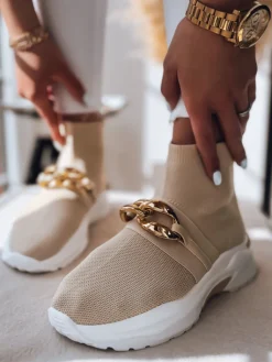 Buty Skarpetkowe>Dstreet Buty damskie ELISA beżowe ZY0280