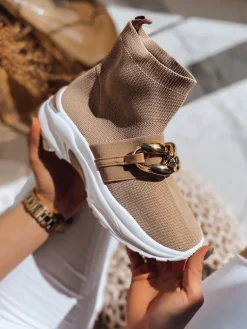 Buty Skarpetkowe>Dstreet Buty damskie ELISA khaki ZY0110