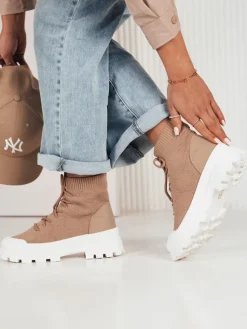 Buty Skarpetkowe>Dstreet Buty damskie skarpetkowe FRELLA beżowe ZY0473