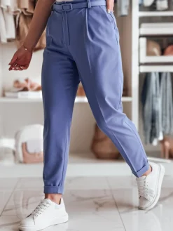 Spodnie Damskie>Dstreet Casualowe spodnie damskie plisowane z paskiem PLISSO błękitne UY2517