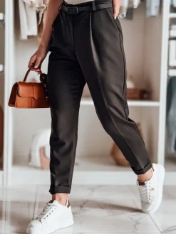 Spodnie Damskie>Dstreet Casualowe spodnie damskie plisowane z paskiem PLISSO czarne UY2518