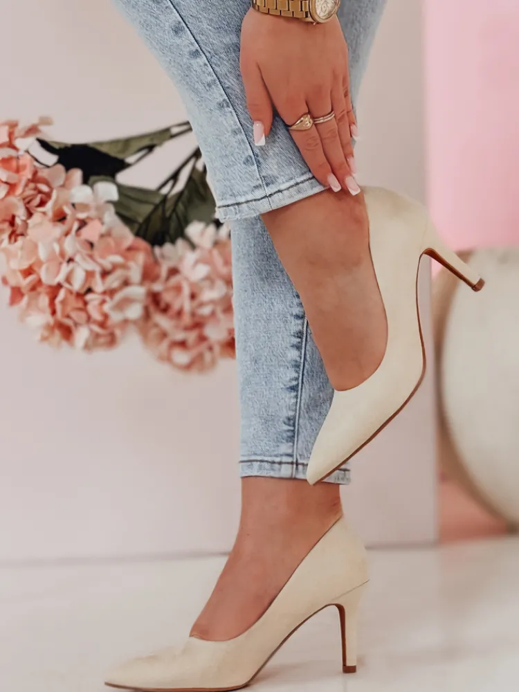 Szpilki>Dstreet Czółenka damskie na słupku SEVINO beżowe ZY0726