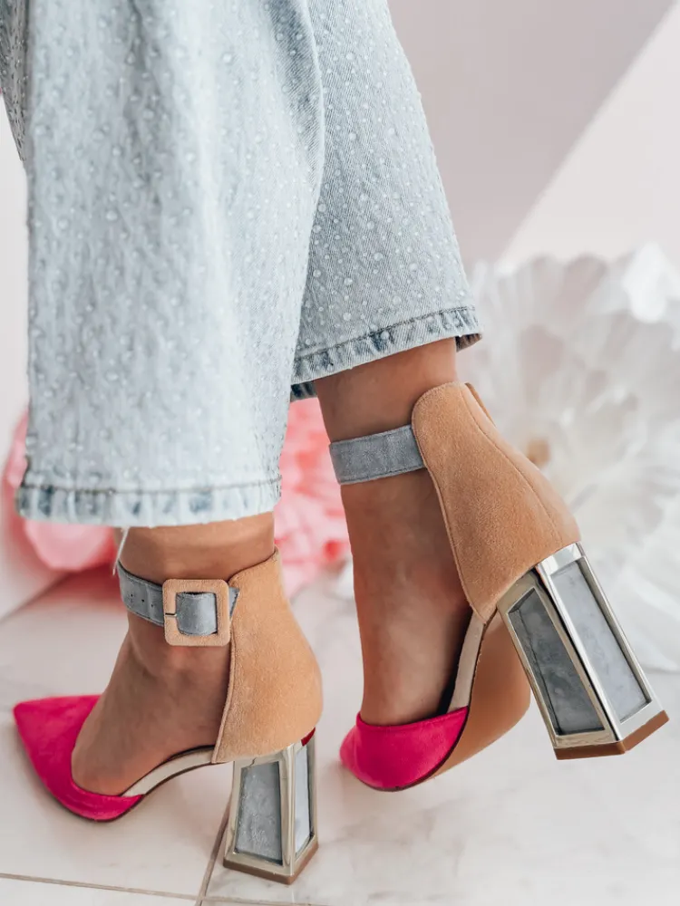 Szpilki>Dstreet Czółenka damskie na wysoki słupku ELEHILL fuksja ZY0843