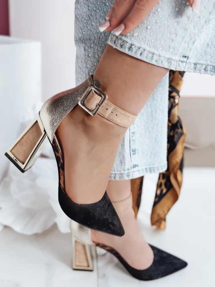 Szpilki>Dstreet Czółenka damskie na wysoki słupku ELEHILL czarne ZY0724