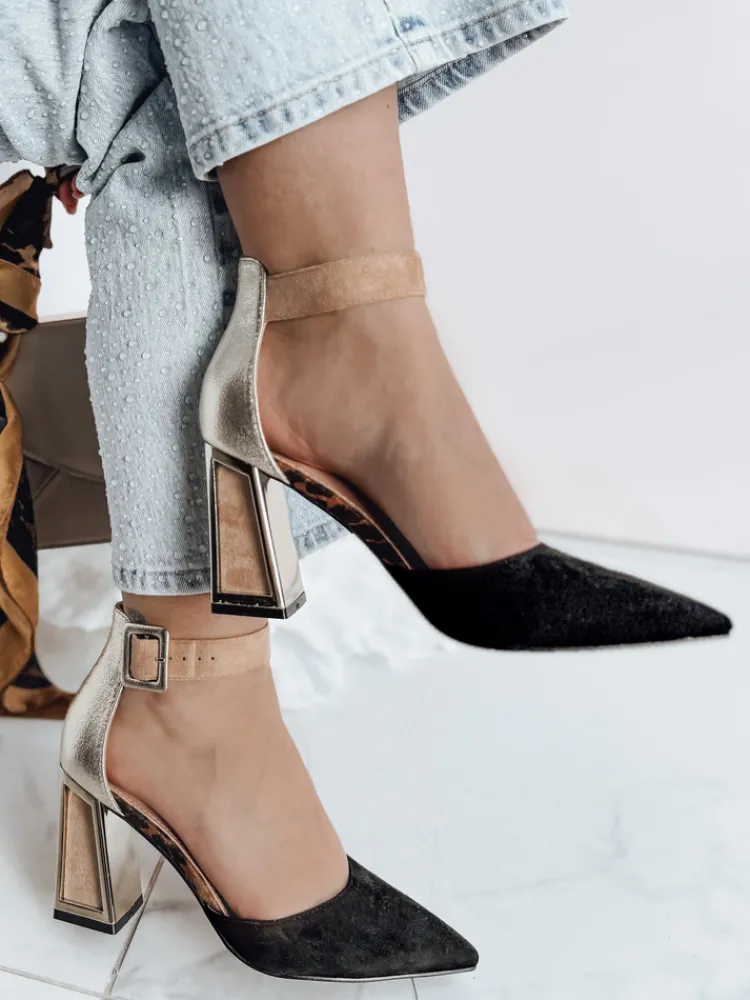 Szpilki>Dstreet Czółenka damskie na wysoki słupku ELEHILL czarne ZY0724