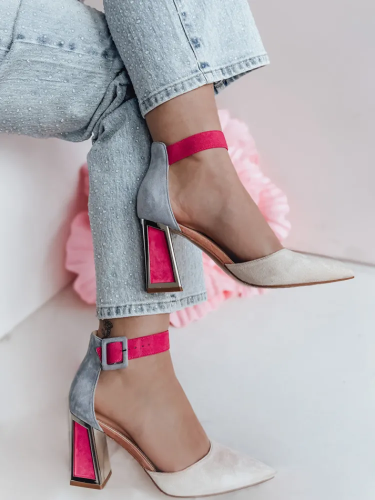 Szpilki>Dstreet Czółenka damskie na wysoki słupku ELEHILL beżowe ZY0722