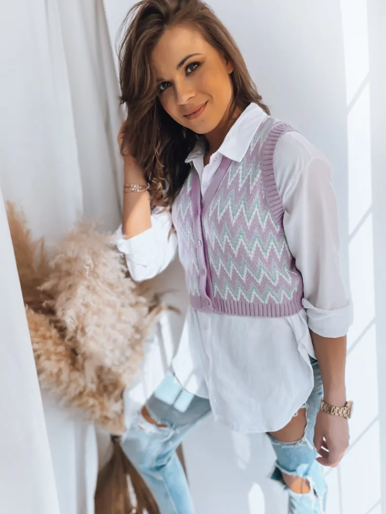 Swetry Damskie>Dstreet Kamizelka damska LANI lila MY1971