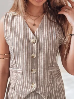 Marynarki Damskie>Dstreet Kamizelka damska LINELIA brązowa PY0135