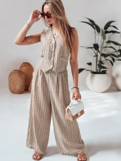 Marynarki Damskie>Dstreet Kamizelka damska LINELIA brązowa PY0135