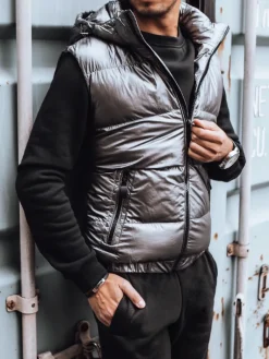 Kamizelki Męskie|Kurtki Męskie>Dstreet Kamizelka męska ciemnoszara TX3921