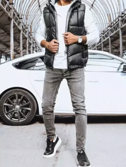 Kamizelki Męskie>Dstreet Kamizelka męska czarna TX4142