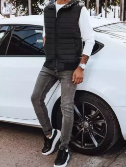 Kamizelki Męskie>Dstreet Kamizelka męska czarna TX4235