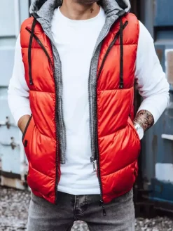 Kamizelki Męskie>Dstreet Kamizelka męska czerwona TX4241