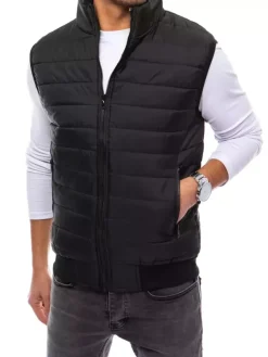 Kamizelki Męskie>Dstreet Kamizelka męska pikowana czarna TX4234