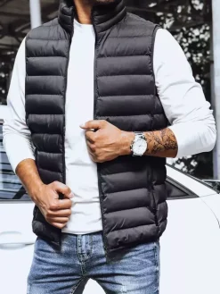 Kamizelki Męskie>Dstreet Kamizelka męska pikowana ciemnoszara TX4129