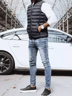 Kamizelki Męskie>Dstreet Kamizelka męska pikowana ciemnoszara TX4129