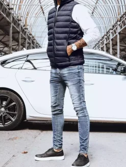 Kamizelki Męskie>Dstreet Kamizelka męska pikowana granatowa TX4130