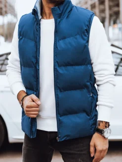 Kamizelki Męskie>Dstreet Kamizelka męska pikowana niebieska TX4569