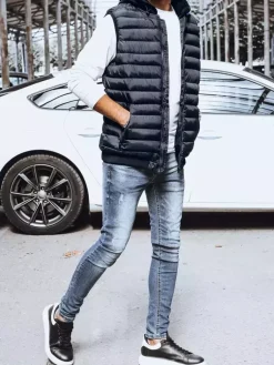 Kamizelki Męskie>Dstreet Kamizelka męska pikowana niebieska TX4094