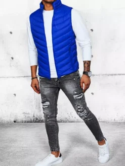 Kamizelki Męskie|Kurtki Męskie>Dstreet Kamizelka męska pikowana niebieska TX4429