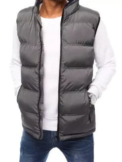 Kamizelki Męskie>Dstreet Kamizelka męska pikowana szara TX4087