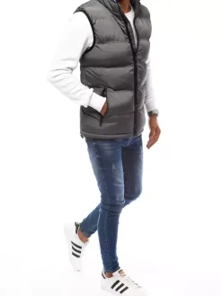 Kamizelki Męskie>Dstreet Kamizelka męska pikowana szara TX4087