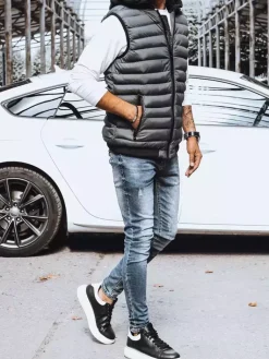 Kamizelki Męskie>Dstreet Kamizelka męska pikowana szara TX4093