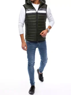 Kamizelki Męskie|Kurtki Męskie>Dstreet Kamizelka męska pikowana zielona TX4034