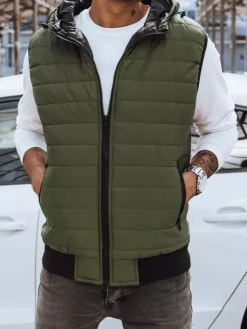 Kamizelki Męskie>Dstreet Kamizelka męska zielona TX4237