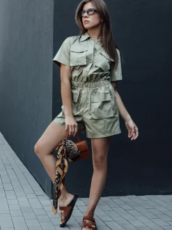 Kombinezony Damskie>Dstreet Kombinezon BROST khaki EY2537