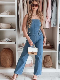 Kombinezony Damskie>Dstreet Kombinezon damski jeansowy z gorsetem GORSETTA niebieski EY2588
