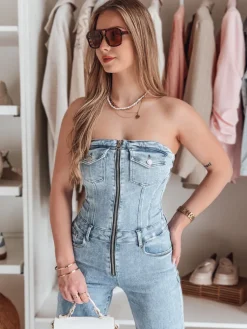 Kombinezony Damskie>Dstreet Kombinezon damskie jeansowy z gorsetem GORSSANKA niebieski EY2587