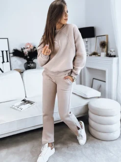 Komplety Dresowe Damskie>Dstreet Komplet damski dresowy FILAR beżowy AY0752