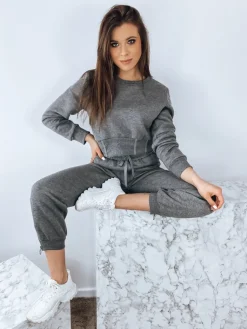Komplety Dresowe Damskie>Dstreet Komplet damski dresowy KEILI ciemnoszary AY0647