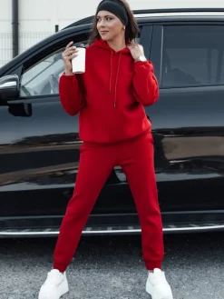 Komplety Dresowe Damskie>Dstreet Komplet damski dresowy KSENIIA PREMIUM czerwony AY1096