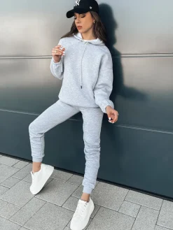 Komplety Dresowe Damskie>Dstreet Komplet damski dresowy KSENIIA PREMIUM jasnoszary AY0785
