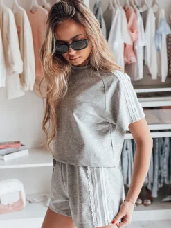 Komplety Dresowe Damskie>Dstreet Komplet damski dresowy LOVE SPORT szary AY1137