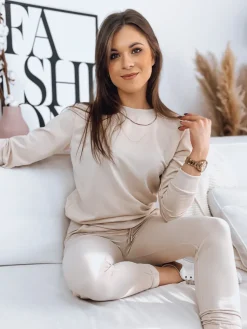 Komplety Dresowe Damskie>Dstreet Komplet damski dresowy MILIAN jasnobeżowy AY0819