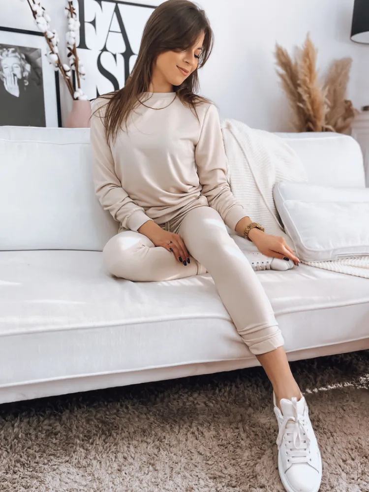 Komplety Dresowe Damskie>Dstreet Komplet damski dresowy MILIAN jasnobeżowy AY0819