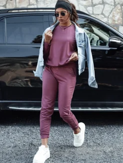 Komplety Dresowe Damskie>Dstreet Komplet damski dresowy MILIAN bordowy AY1104