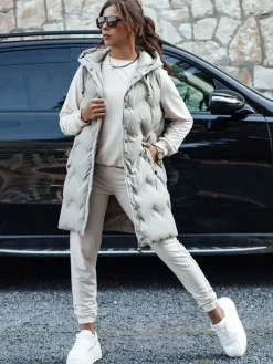 Komplety Dresowe Damskie>Dstreet Komplet damski dresowy MILIAN jasnobeżowy AY1110