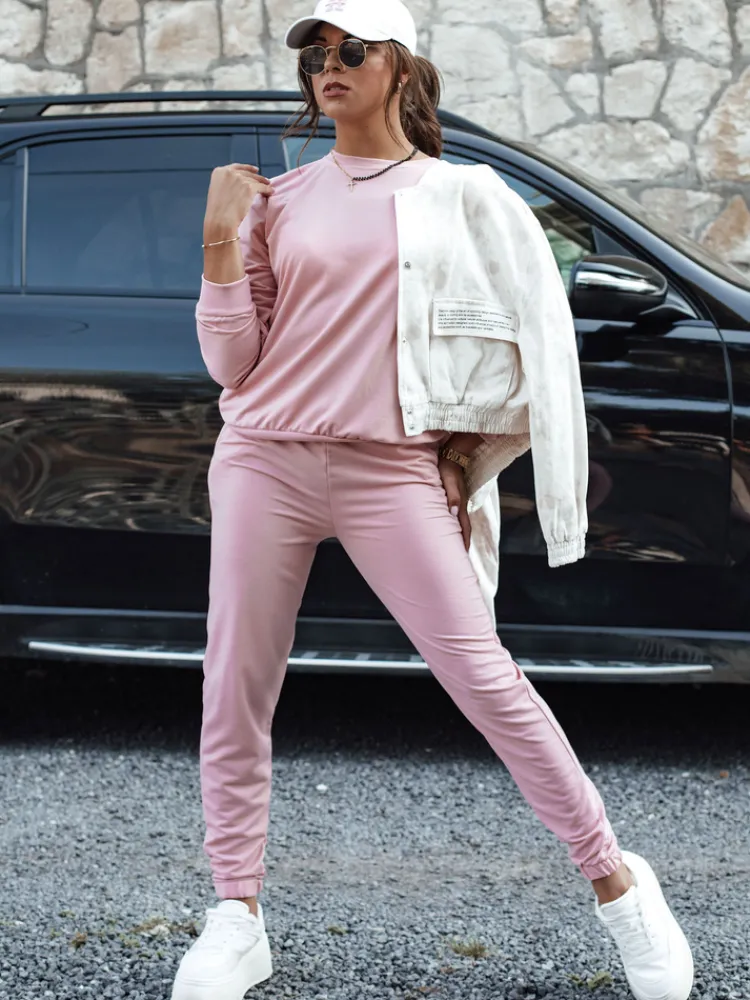Komplety Dresowe Damskie>Dstreet Komplet damski dresowy MILIAN różowy AY1106
