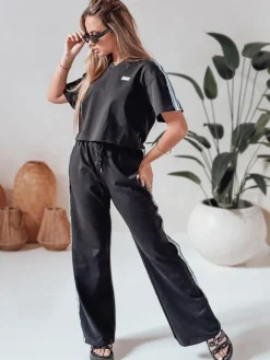 Komplety Dresowe Damskie>Dstreet Komplet damski dresowy oversize SPORT LIKE czarny AY1146