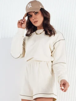 Komplety Dresowe Damskie>Dstreet Komplet damski dresowy PULGAR ecru AY1011