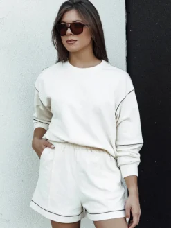 Komplety Dresowe Damskie>Dstreet Komplet damski dresowy PULGAR ecru AY1054